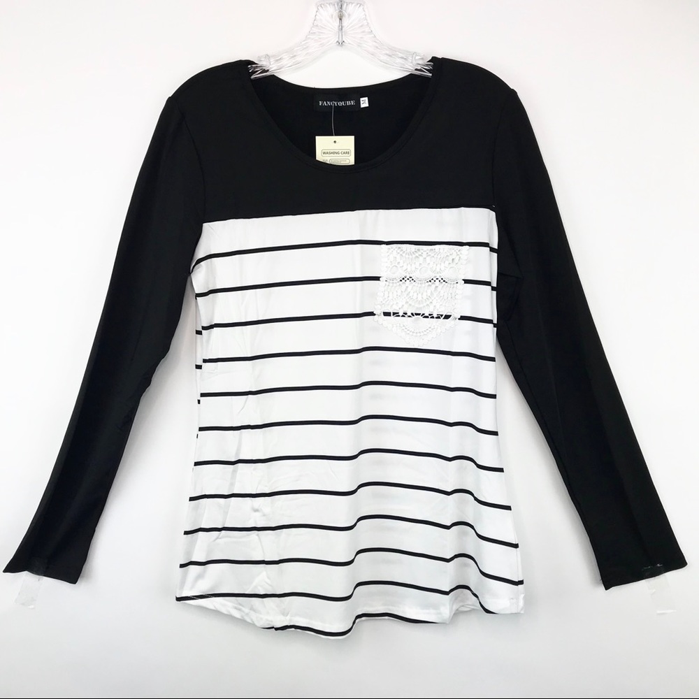 NWT Womens Striped LS Crew Neck Light Weight Shirt - Picture 4 of 8